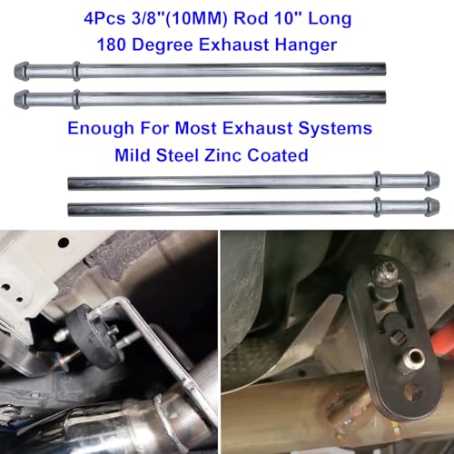 16PCS Exhaust Hanger 3/8"(10MM) Mild Steel Zinc Coated Rod Rubber Mount Set - size: 16PCS Exhaust Hanger Rod With Rubber