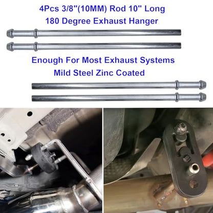 16PCS Exhaust Hanger 3/8"(10MM) Mild Steel Zinc Coated Rod Rubber Mount Set - size: 16PCS Exhaust Hanger Rod With Rubber