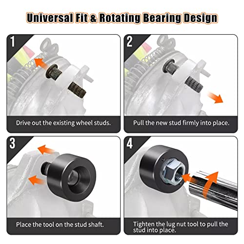 RULLINE 22800 Wheel Stud Installer Replace Most All Automotive and Light-Duty Truck Wheel Studs Installer Tool Wheel Studs with Wheel Lug Nuts 12x1.25 12x1.5, 14x1.5Safe, Saves Time, Effort