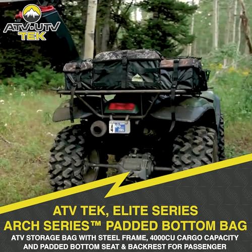ATV Tek Arch Series Storage Bag – Heavy Duty Waterproof ATV Storage Bag with Steel Frame, 4000cu Cargo Capacity and Padded Bottom Seat & Backrest for Passenger - color: Black