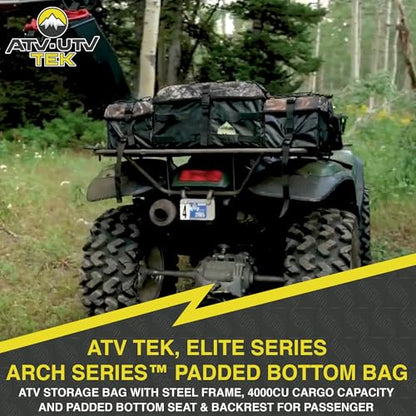 ATV Tek Arch Series Storage Bag – Heavy Duty Waterproof ATV Storage Bag with Steel Frame, 4000cu Cargo Capacity and Padded Bottom Seat & Backrest for Passenger - color: Black