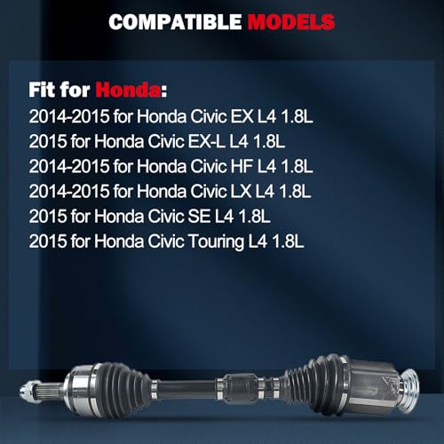 CCIYU CV Axle Shaft Assembly for Honda Civic 2014 2015 - Front Right - - size: 17-9563