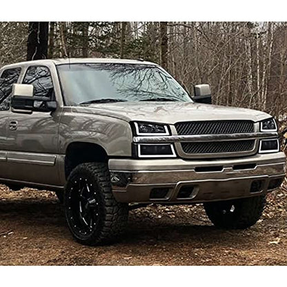 G-PLUS LED Headlights Compatible with Chevy Silverado 2003 2004 2005 2006, Fit Chevy Avalanche 2003-2006,Left & Right Bumper Headlamps Clear Lens Black Housing Clear Reflector,faros delanteros - size: [LED Clear] 2003-2006 Chevy Silverado