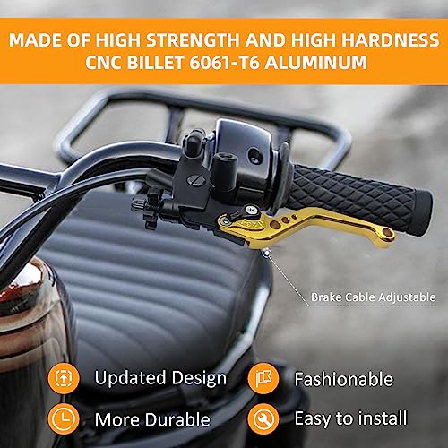 M MATI Upgrade Universal 7/8" 22mm Handlebar Brake Master Cylinder Clutch Lever Set Left & Right Motorcycle Levers Compatible with Yamaha Honda Kawasaki Suzuki Harley(Gold) - color: Gold