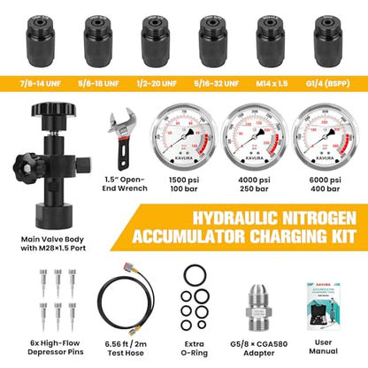 Hydraulic Pressure Test Kit for Nitrogen Accumulator Charging - size: 6000 PSI