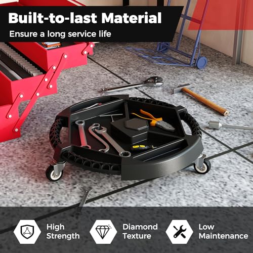 Goplus Rolling Tool Tray, Under Car Magnetic Moving Tray with 3 Swivel Casters, 30 LBS Capacity Caddy Tray, Tool Tray Creeper for Garage, Workshop, Automotive Repair, Mechanics - size: 19.5" x 19.5" x 4"