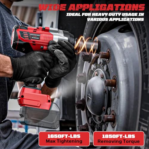 Cordless Impact Wrench 3/4 inch Compatible with Milwaukee Battery, Cerycose1850ft-lbs (2500N.m) Brushless Electric Impact Gun, High Torque Impact Driver, Bare Tool Only，Heavy-Duty Automotive - size: 3/4inch, style: 3/4inch Fit for Milwaukee(No battery)
