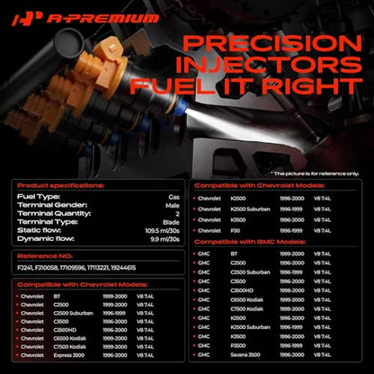 A-Premium Fuel Injectors Compatible with Chevrolet, GMC