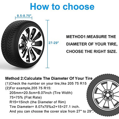 Tire Covers for RV Wheel Set of 4 Non-Woven Wheel Covers Waterproof UV Coating Tire Protectors Universal Fit for RV Trailer Camper Truck Jeep SUV Car Wheel, Fits Tire Diameters 27-29” - size: 27-29”