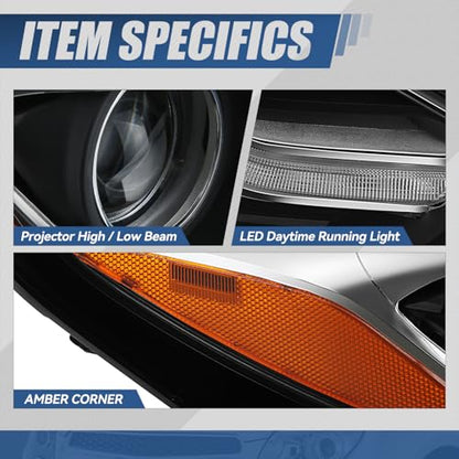 Auto Dynasty Headlights Assembly Compatible with 2018 2019 2020 2021 Chevy Equinox, Passenger Right Side Halogen Headlamp Replacement, GM2503469, SAE/DOT Approved, Black Housing Amber Corner - color: Right Black / Amber