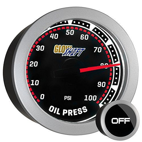 GlowShift Tinted Series 100 PSI Oil Pressure Gauge Kit, 2-1/16" 52mm