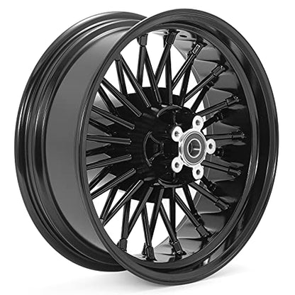TOFR 16x5.5 Rear Fat King Spoke Wheel For Harley Touring Street Glide 09-25 - color: Gloss Black, size: Rear:16x5.5