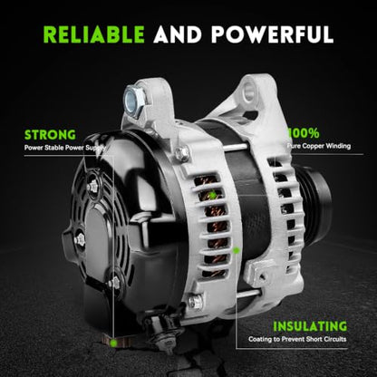 11402N New Alternator Replacement for 2009-2012 Toyota RAV4, 12-15 Camry, 2011-2016 Scion TC,100A 2.5L L4, 11402 2706036010 1042102270 27060-36011 27060-0V010 104210-8431 - size: 11402N