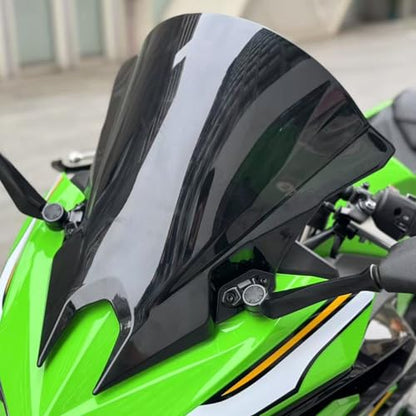 Motorcycle 18.4" Windscreen Windshield Replacement for Kawasaki Ninja500 Ninja 500 SE 2024 2025 2026 PC Windscreen Double Bubble (Titanium) - color: Titanium