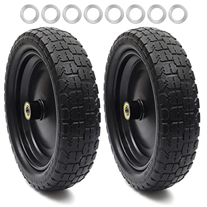 AR-PRO (2-Pack) 13" Flat Free Tire and Wheel - with 5/8" Axle Bore Hole, 2.17" Offset Hub - 13 lnch Solid Wheels Compatible with Garden wagon Cart,Hand Trucks,Utility Cart and Lawnmower Yard Trailers - size: 13" Solid Tire (2-Wheel)