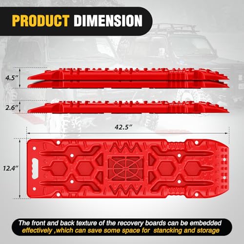 Nilight Recovery Off-road Traction Boards with Jack Lift Base 2 Pcs Red - color: Red, size: Traction Boards w/Jack Lift Base