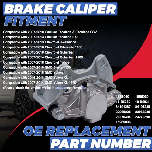 Rear Disc Brake Calipers Compatible with 07-18 Silverado, 18B5030 18B5031 - size: Rear 18B5030+18B5031