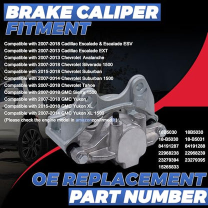 Rear Disc Brake Calipers Compatible with 07-18 Silverado, 18B5030 18B5031 - size: Rear 18B5030+18B5031