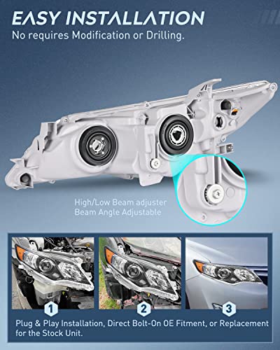 Nilight Headlight Assembly Compatible with Toyota Camry 2012-2014 - color: Black Housing+ Amber Reflector, size: Fit 2012-2014 Camry