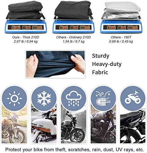 XYZCTEM Motorcycle Cover -Waterproof Outdoor Storage Bag, up to 96 inch - size: 96"