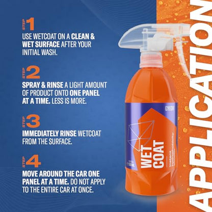 GYEON Wet Coat 500ml - Hydrophobic Ceramic Spray Coating for Cars - High Gloss Solutions for Your Car Paint Wheels and Glass - Spray On Rinse Off Easy DIY Use Formula (Pack of 2) - size: 16.9 Fl Oz (Pack of 2)