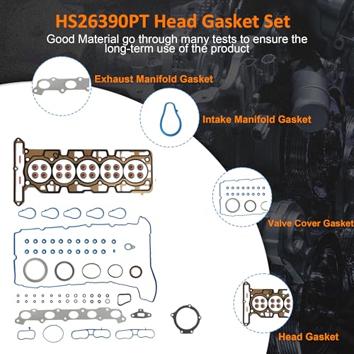 HS26390PT 3.5L 3.7L Head Gasket Set with Head Bolts for Chevy GMC 07-12 - size: 3