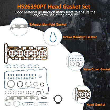 HS26390PT 3.5L 3.7L Head Gasket Set with Head Bolts for Chevy GMC 07-12 - size: 3