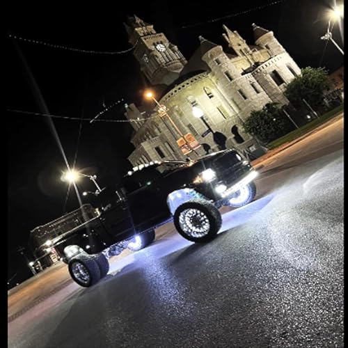 17in Pure White Wheel Ring Lights,12V New Upgrade Quad Rows 1248-LEDs Waterproof Tire Rim Light with RF Remote APP Control for Truck Car SUV Pickup - size: 17IN