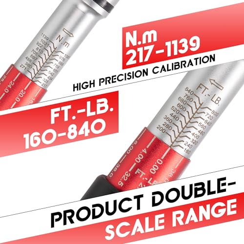 3/4 Inch Torque Wrench, 48 Tooth Torque Wrench 3/4 Drive 160-840FT.LB/217-1139N.M with a Solid Storage Case - size: 3/4''-800FT.LB