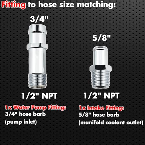 Heater Hose Connector, 5/8" Intake 3/4" Water Pump Fitting