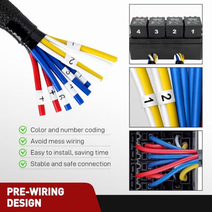 Nilight 12V Fuse Relay Box 4 Relays 4pin 40A 12 Fuses Pre-Wired Block Kit - color: Pre-Wired Box 4 Relay 12 Fuse