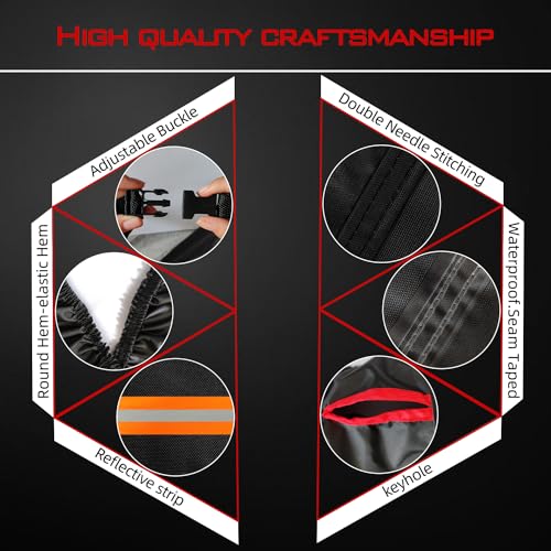 Motorcycle Cover, Heavy Duty 600D Oxford, Fits up to 105" - size: 105" x 41" x 50"