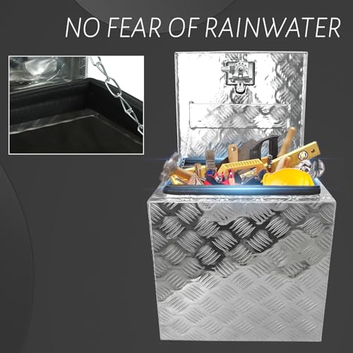 18Inch Aluminum Plate Truck Trailer Tool Box,Heavy Duty Trailer Storage Box - color: silver, size: 18" x 17" x 18"