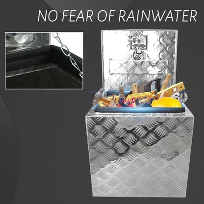 18Inch Aluminum Plate Truck Trailer Tool Box,Heavy Duty Trailer Storage Box - color: silver, size: 18" x 17" x 18"