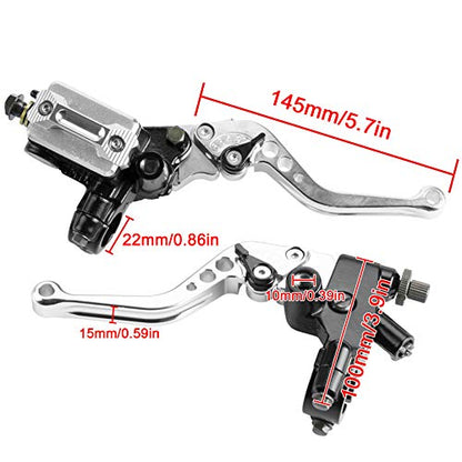 Universal Motorcycle 7/8" 22mm Handlebar Brake Master Cylinder Clutch Lever CNC Left & Right Set Compatible with Harley Honda Kawasaki Suzuki Yamaha（ Piston Diameter 12.7mm(Silver) - color: Silver