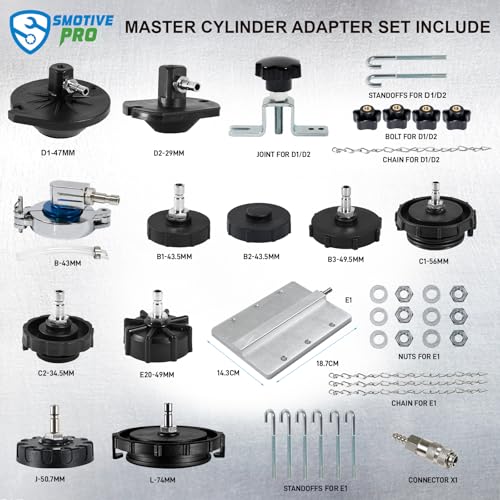 SMOTIVEPRO 12pcs Brake Master Cylinder Bleeder Adapter Kit - size: 12pcs Master Cylinder Adapter Set