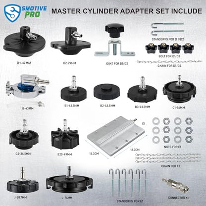 SMOTIVEPRO 12pcs Brake Master Cylinder Bleeder Adapter Kit - size: 12pcs Master Cylinder Adapter Set