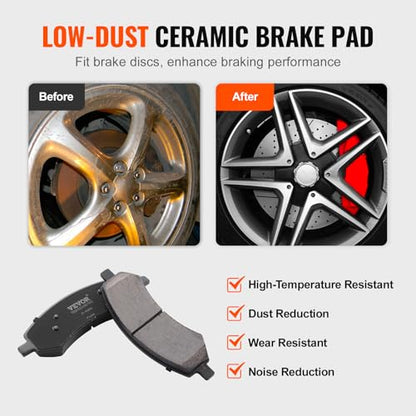 VEVOR Front and Rear Brake Kit for 06-2018 Dodge Ram 1500, 07-2009 Dodge Durango Chrysler Aspen, Drilled and Slotted Brake Rotors Ceramic Brake Pads Replacement, 13.2" Front Rotors 13.9" Rear Rotors - size: S-53005 + S-53006