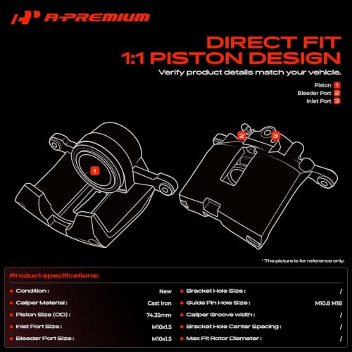 A-Premium Disc Brake Caliper Assembly Without Bracket - style: Front Driver and Passenger