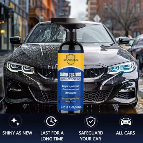 Nano Ceramic Coating Spray Kit, Quick Hydrophobic Car Wax Polish, High Gloss Paint Sealant, Scratch Repair UV Defense, Sponge, Microfiber Towel & Gloves for Cars SUV Motorcycles