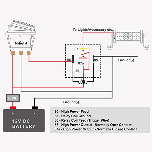 Nilight 50003R Automotive Set 5-Pin 30/40A 12V SPDT with Interlocking Relay Socket and Wiring Harness-5 Pack, 2 Years Warranty - color: 5Pin Relay + harness socket