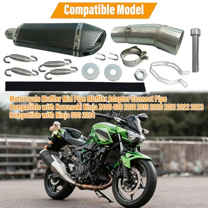 Motorcycle Muffler Mid Pipe Connect Pipe Compatible with Ninja 500 - size: 15PCS Muffler,Muffler Mid Pipe,Muffler Adapter