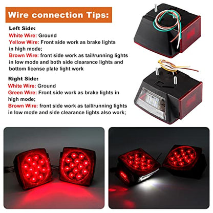 Partswcgg 12V Trailer Led Lights Tail Kit Submersible w/25FT Wiring Harness