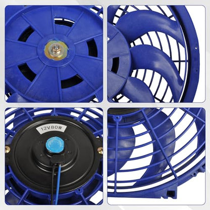 SSN 12" Blue Electric Radiator Cooling Fan Assembly Kit - color: Blue, size: 12" No Thermostat