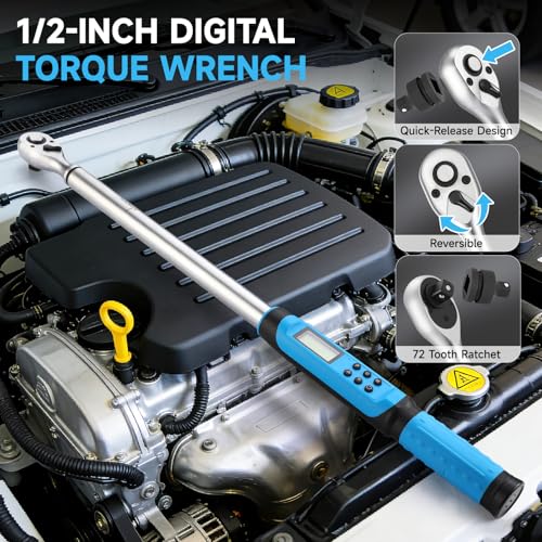 DISEN 1/2" Digital Torque Wrench 17-340Nm 4 Mode Alert 5 Unit ±2% Accuracy - size: 1/2-inch