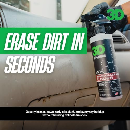 3D LVP Interior Cleaner - Removes Dirt, Grime, Grease, Oil & Stains from Leather, Vinyl & Plastic - Great for Seats, Steering Wheels, Door Panels, Dashboards - Car, Office, Home Use 16oz. (Pack of 2) - size: 15.89 Fl Oz (Pack of 2)
