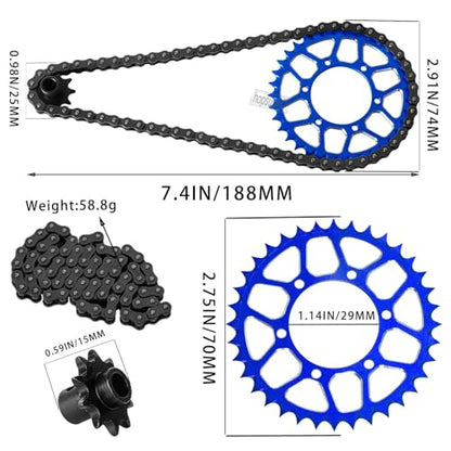 Upgrades Parts Aluminum 7075 Rear Hub Chain Sprocket 36T Gears&Manganese Steel Roller Chain&10T Steel Front Sprocket for L0Si 1/4 Promoto-MX Motorcycle RTR FXR(los06000)(los06002),Navy Blue - color: Navy Blue/(Losi 1/4)