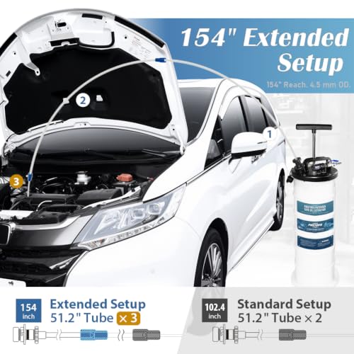FIRSTINFO A1108USY5 9L Patented Pneumatic/Manual Oil Extractor 5 Tubes - size: 9L Pneumatic/Manual w/ Pressure Gauge