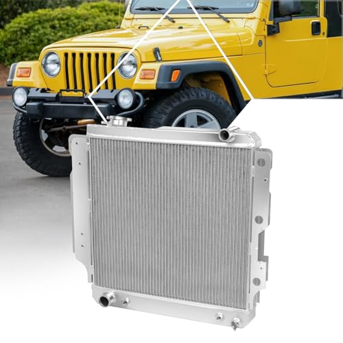 3-Row Full Aluminum Racing Radiator Compatible with 87-06 Jeep Wrangler YJ/TJ 2.4-4.2