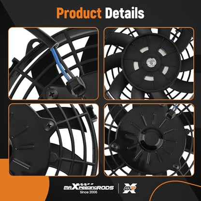 maXpeedingrods 7" inch Universal Electric Radiator Cooling Fan 12V 80W - size: 7 inch